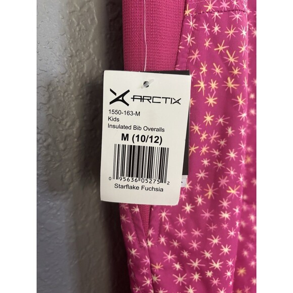 NEW Arctix Snow Bib Overalls Kids M 10 12 Waterproof Insulated Ski Fuchsia Stars - Picture 4 of 6